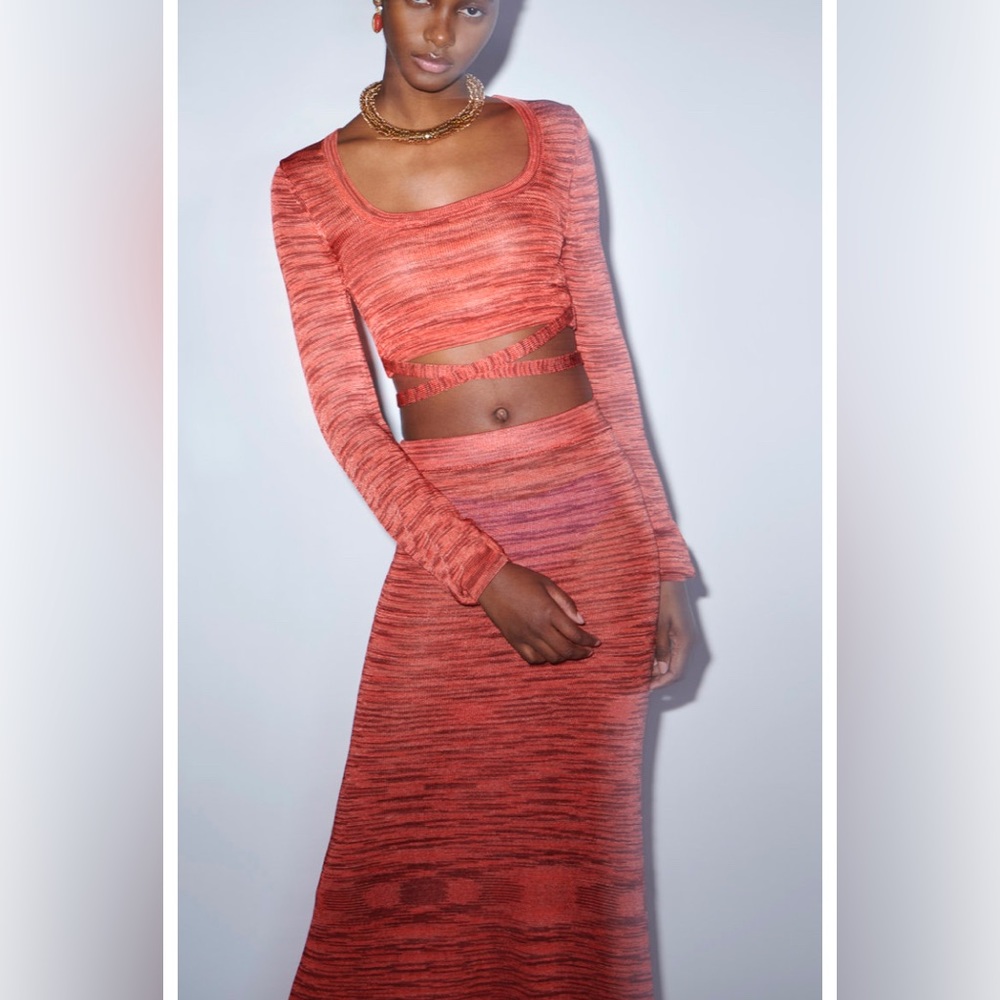 Alexis Loli Orange Space-Dyed Knit Crop Top size S